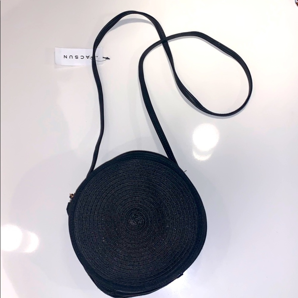 Black Straw Cross-body Bag